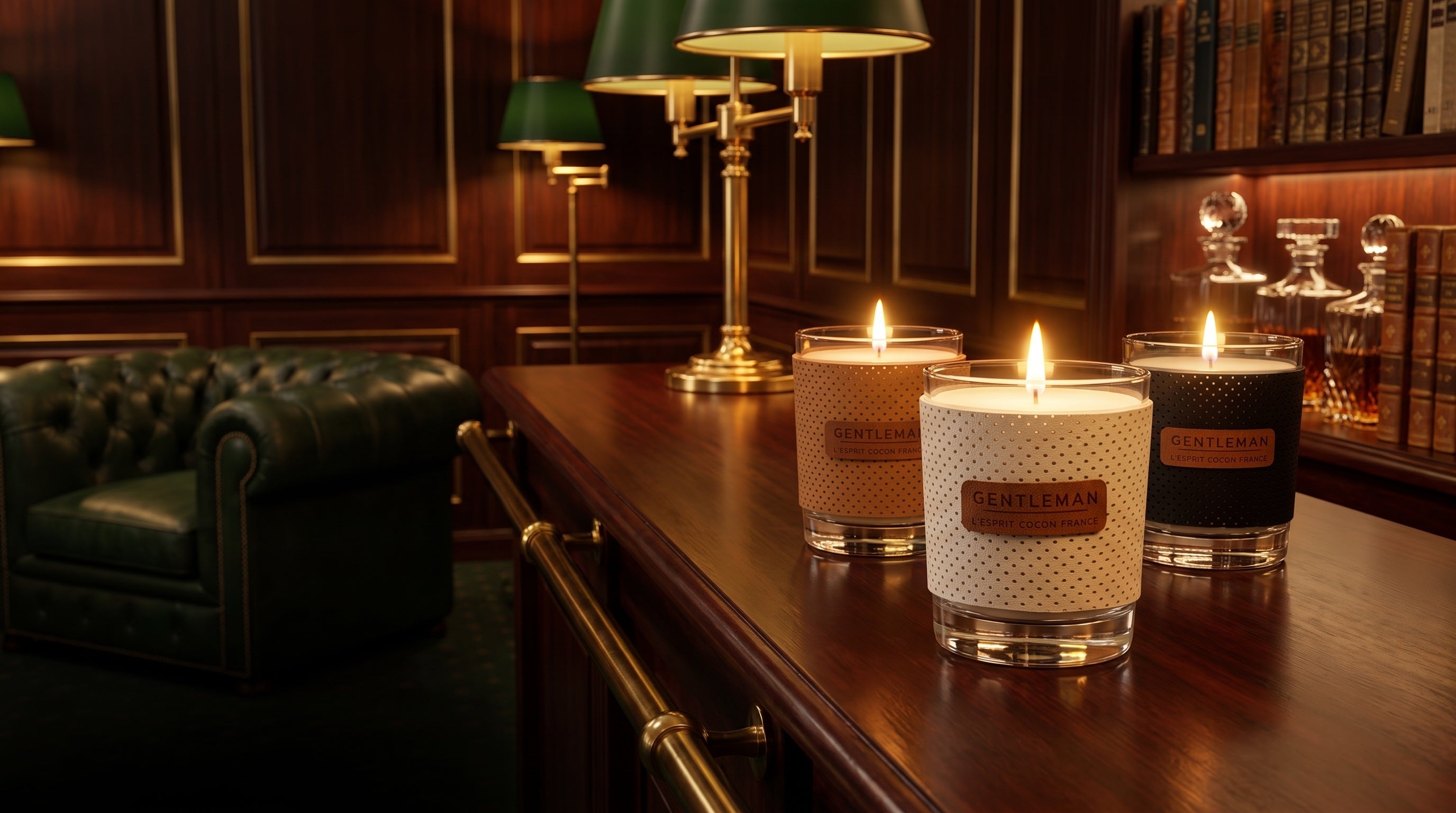 Trio bougies Gentleman — club anglais L'Esprit Cocon