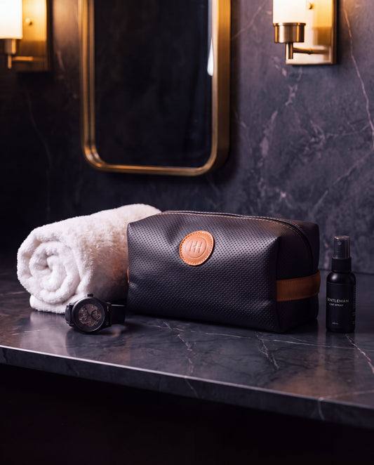 Trousse de toilette Gentleman Circuit — cuir noir